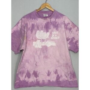 Birds Of A Feather Shirt Men's  Purple Crinkle Tie-Dye Short Sleeve XL Woodstock